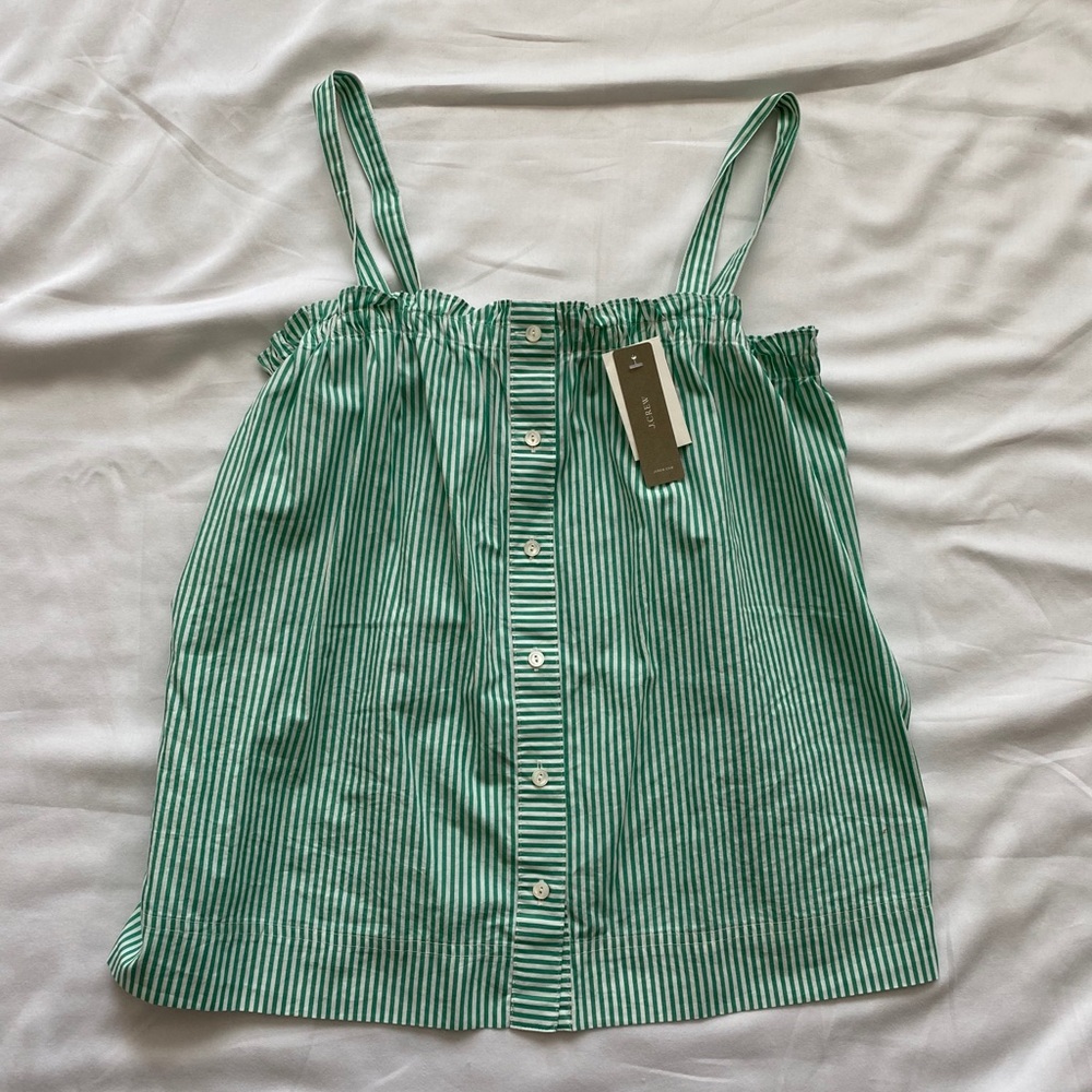 JCrew Tank Top - Striped Green and White